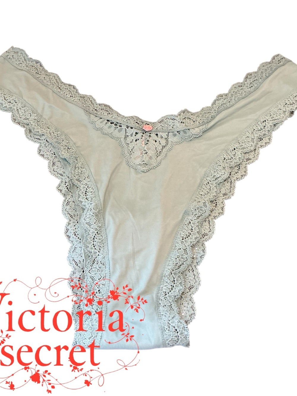 Victoria's Secret Light Gray Lace-Trim brazilian Panty